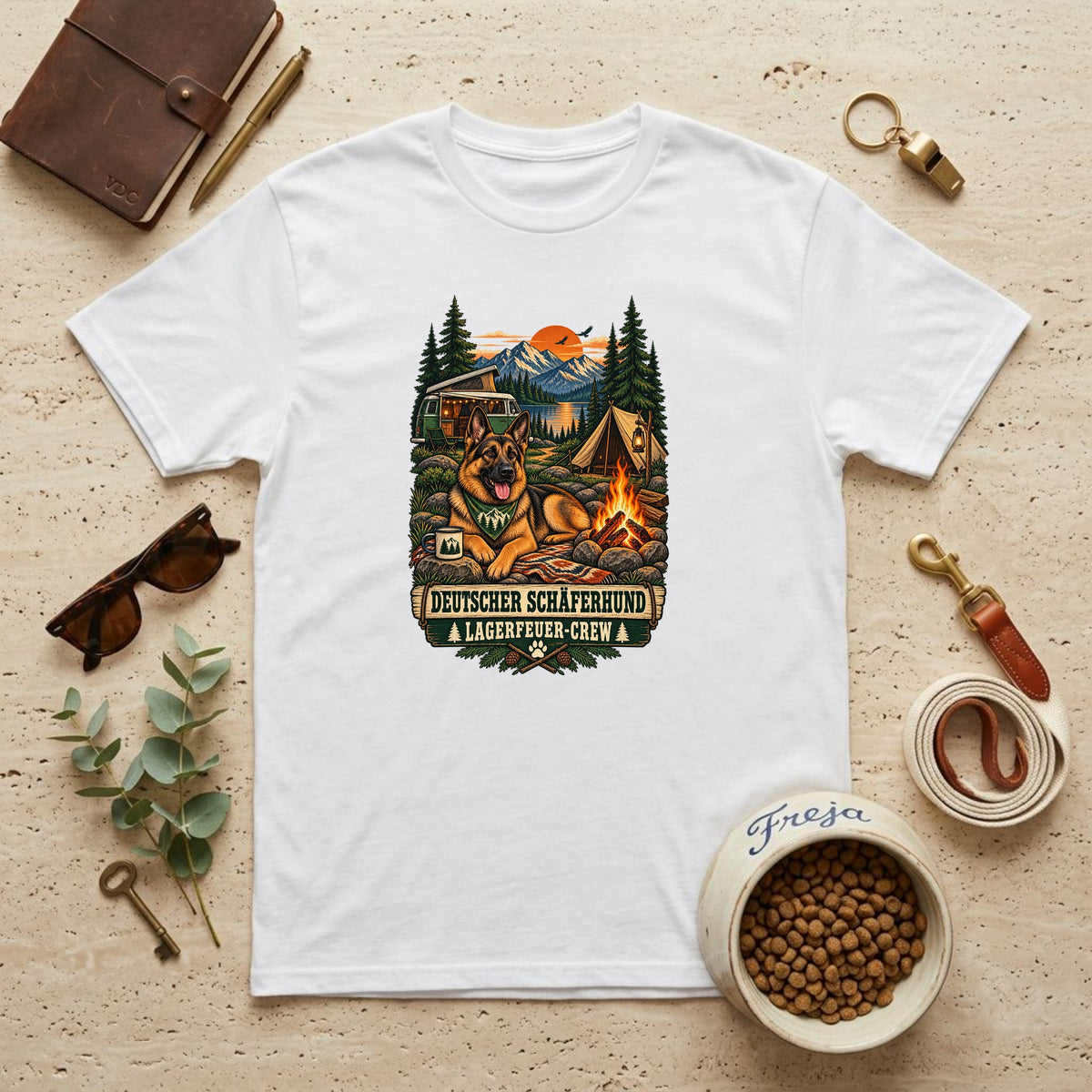Deutscher Schäferhund Lagerfeuer-Crew – Unisex T-Shirt