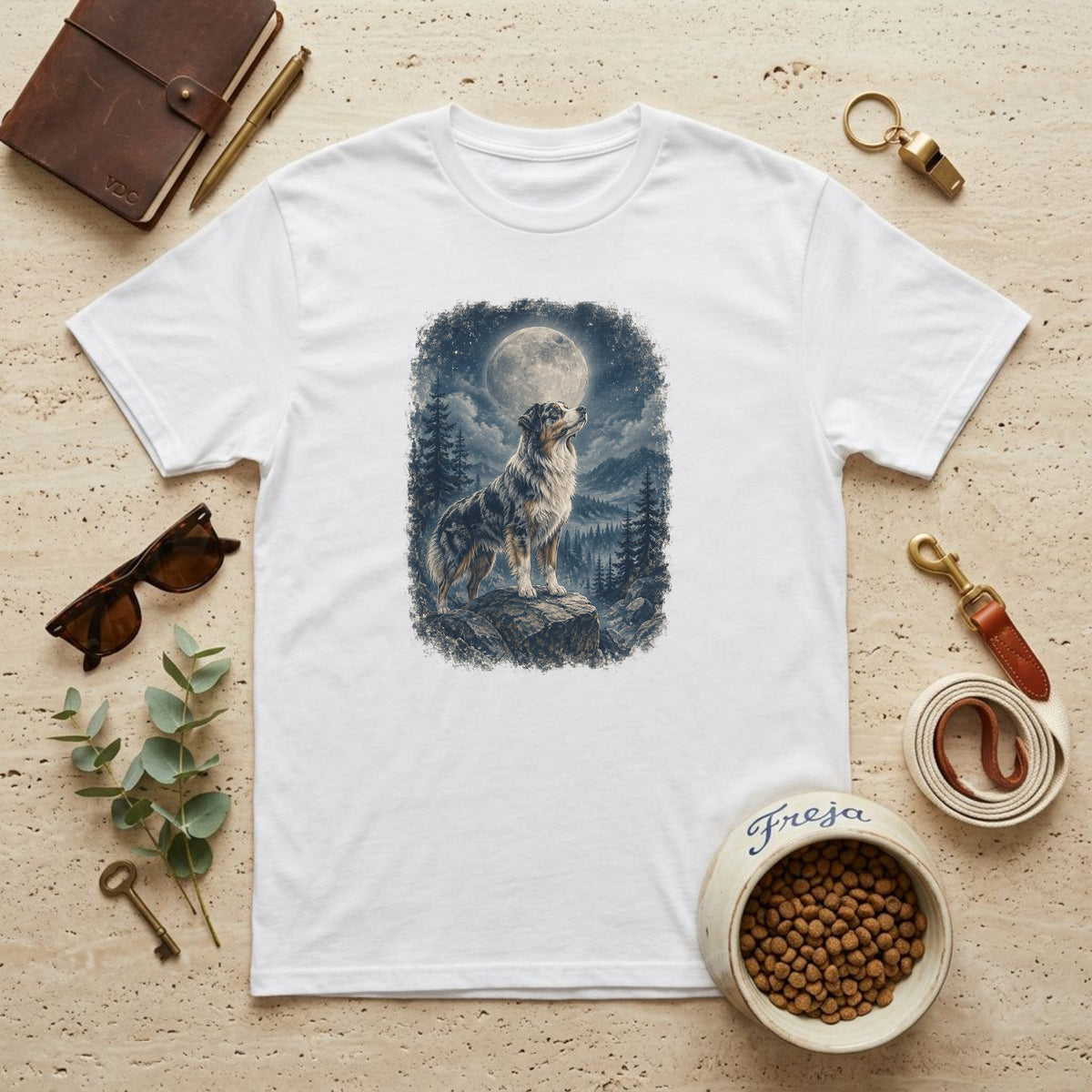 Hund im Mondschein – Unisex T-Shirt