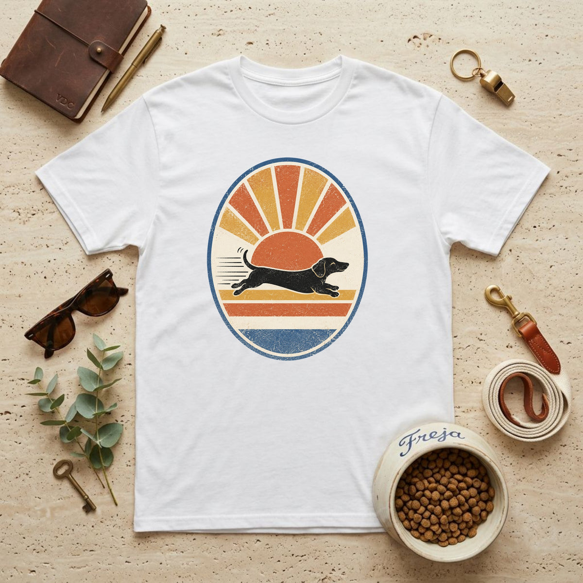 Labrador im Retro-Sonnenuntergang – Unisex T-Shirt