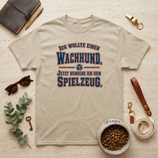 Ich bewache sein Spielzeug – Varsity Unisex T-Shirt