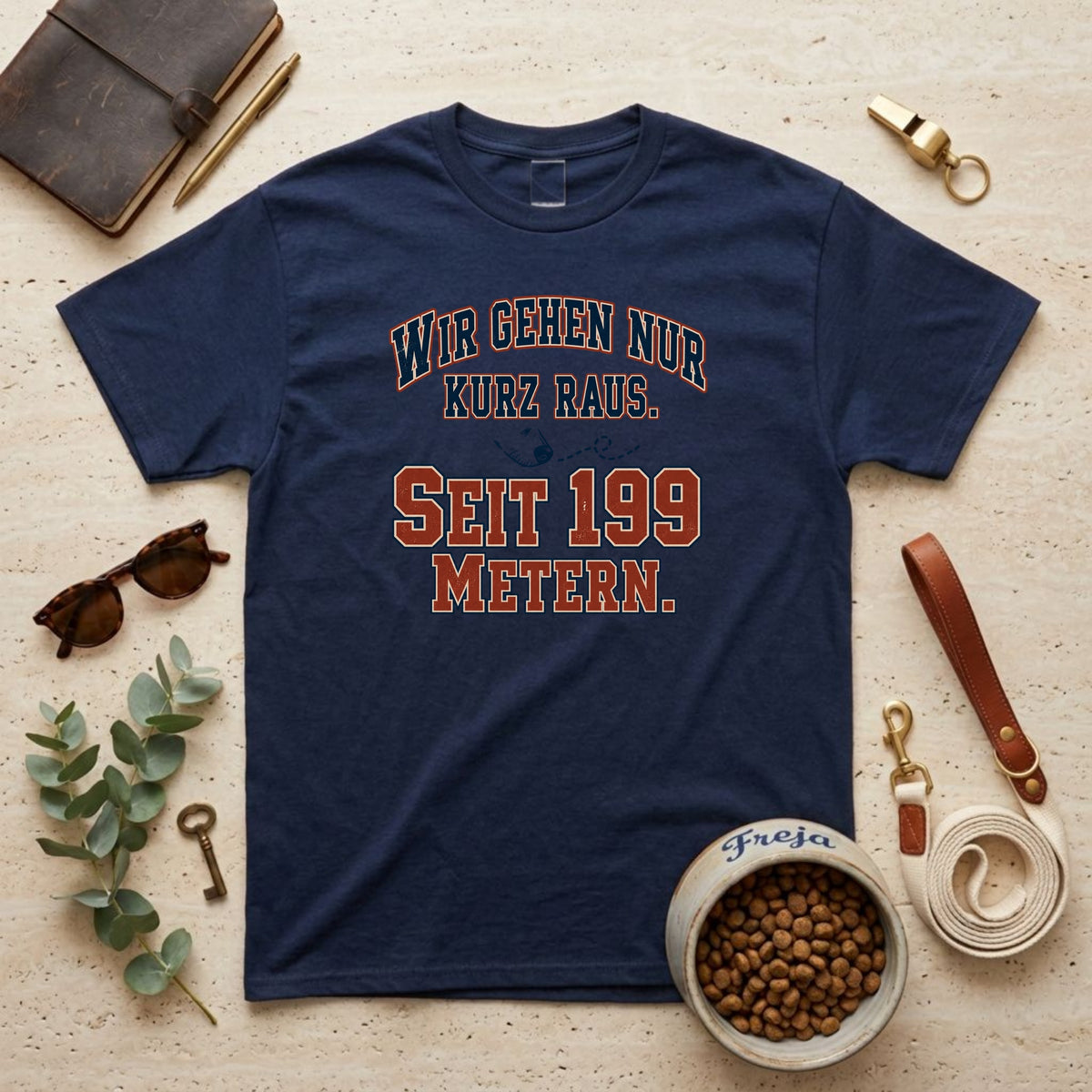 Nur kurz raus – seit 199 Metern – Varsity Unisex T-Shirt