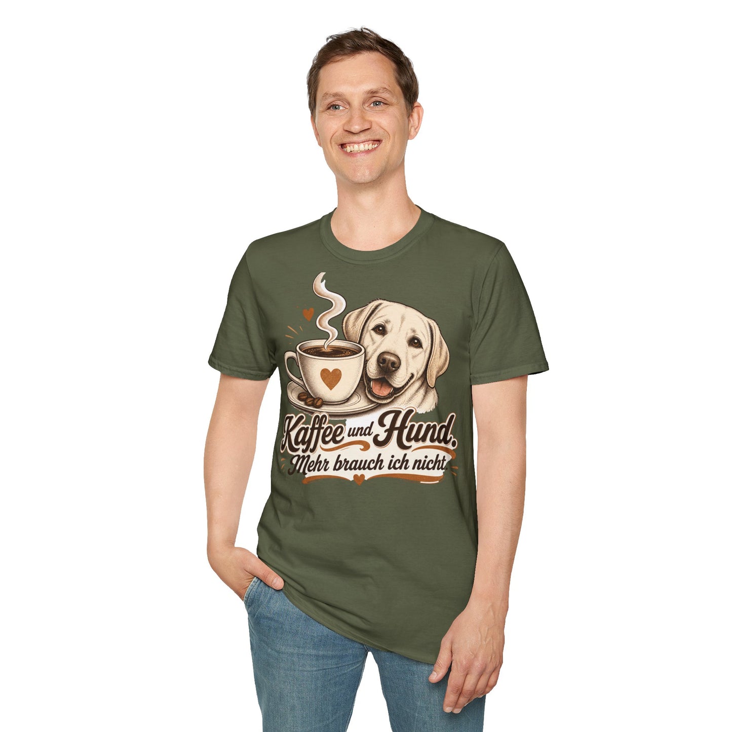 Kaffee und Hund T-Shirt — "Kaffee und Hund, mehr brauch ich nicht"