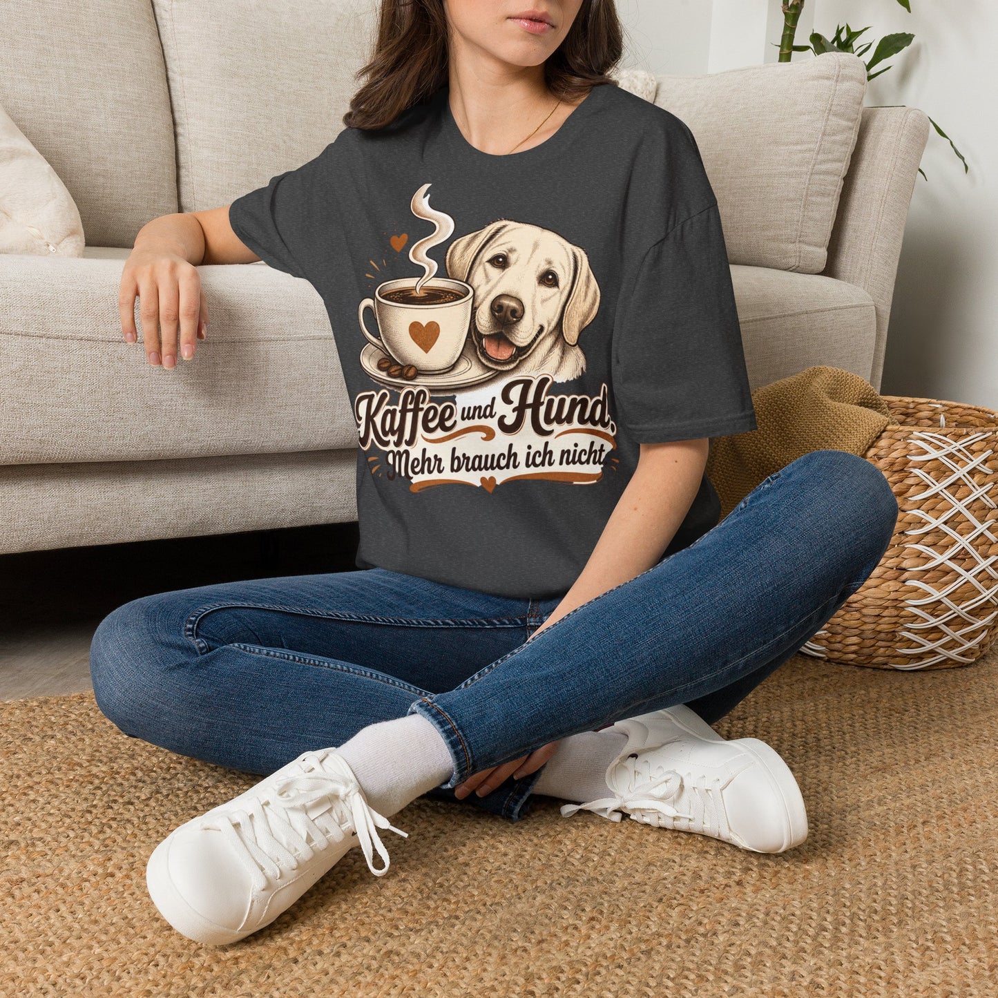 Coffee and Dog T-Shirt — "Kaffee und Hund, mehr brauch ich nicht"