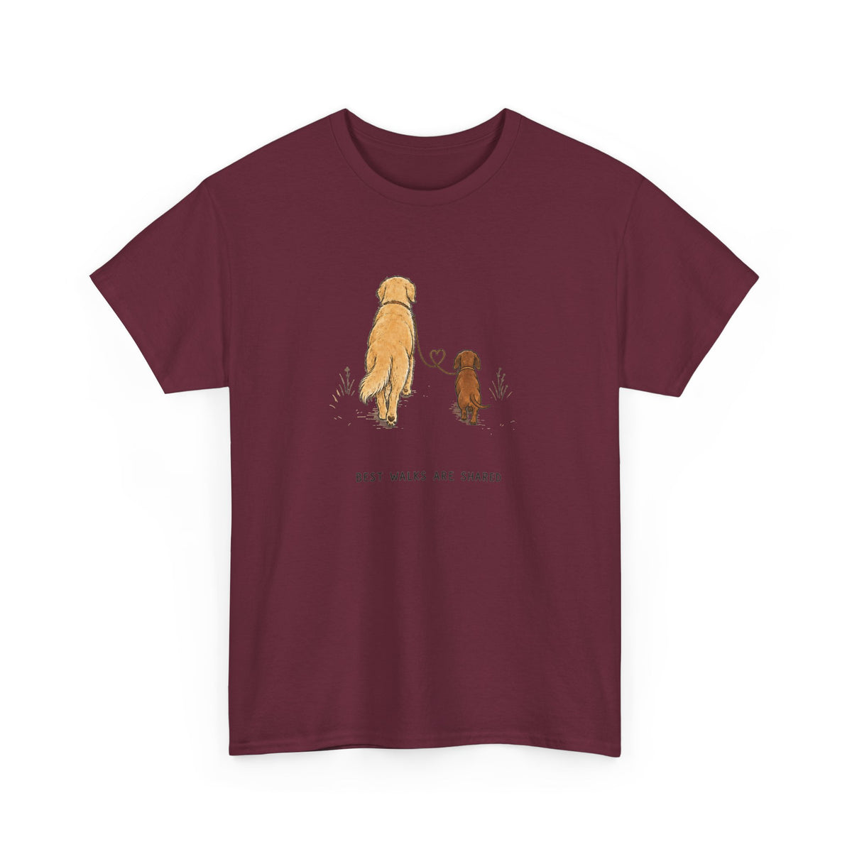 Dog Friends T-Shirt — "Best Walks Are Shared" Illustration Tee