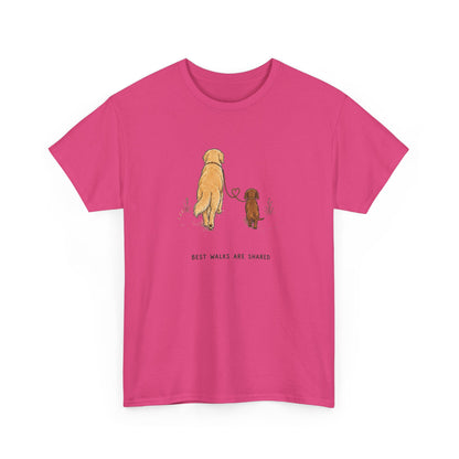 Dog Friends T-Shirt — "Best Walks Are Shared" Illustration Tee