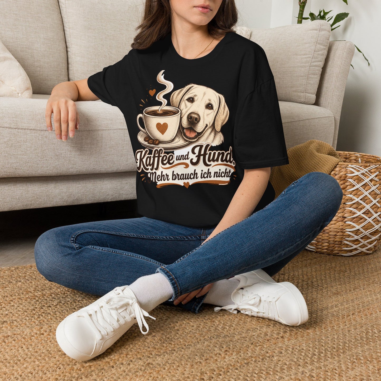 Coffee and Dog T-Shirt — "Kaffee und Hund, mehr brauch ich nicht"