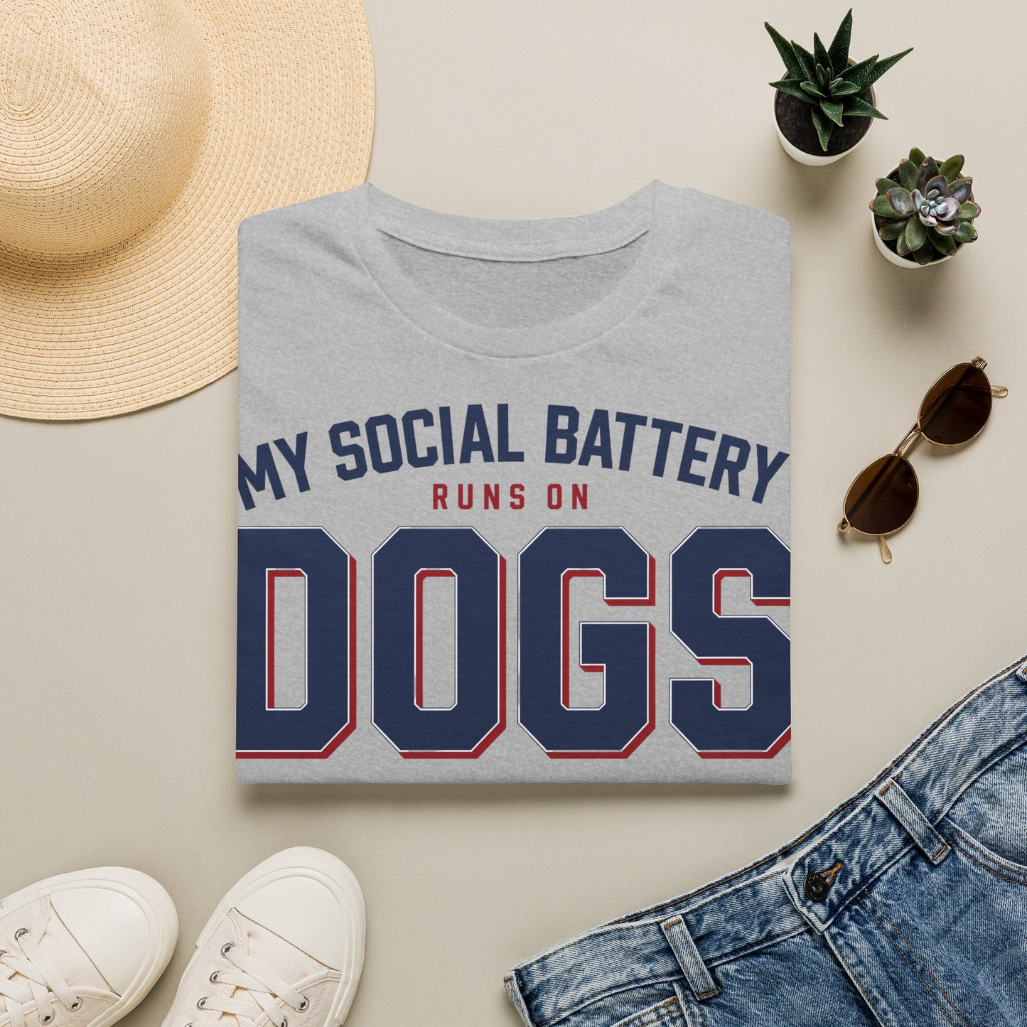 My Social Battery Runs On Dogs T-Shirt — Funny Dog Lover Tee