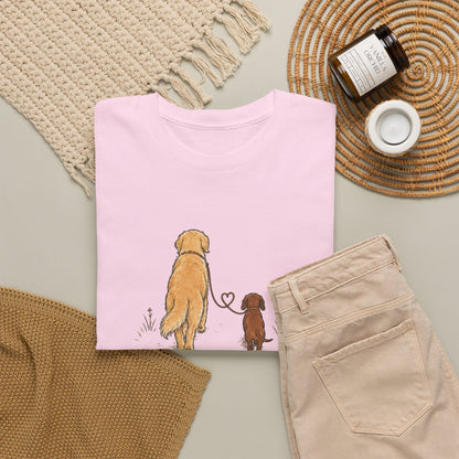 Dog Friends T-Shirt — "Best Walks Are Shared" Illustration Tee