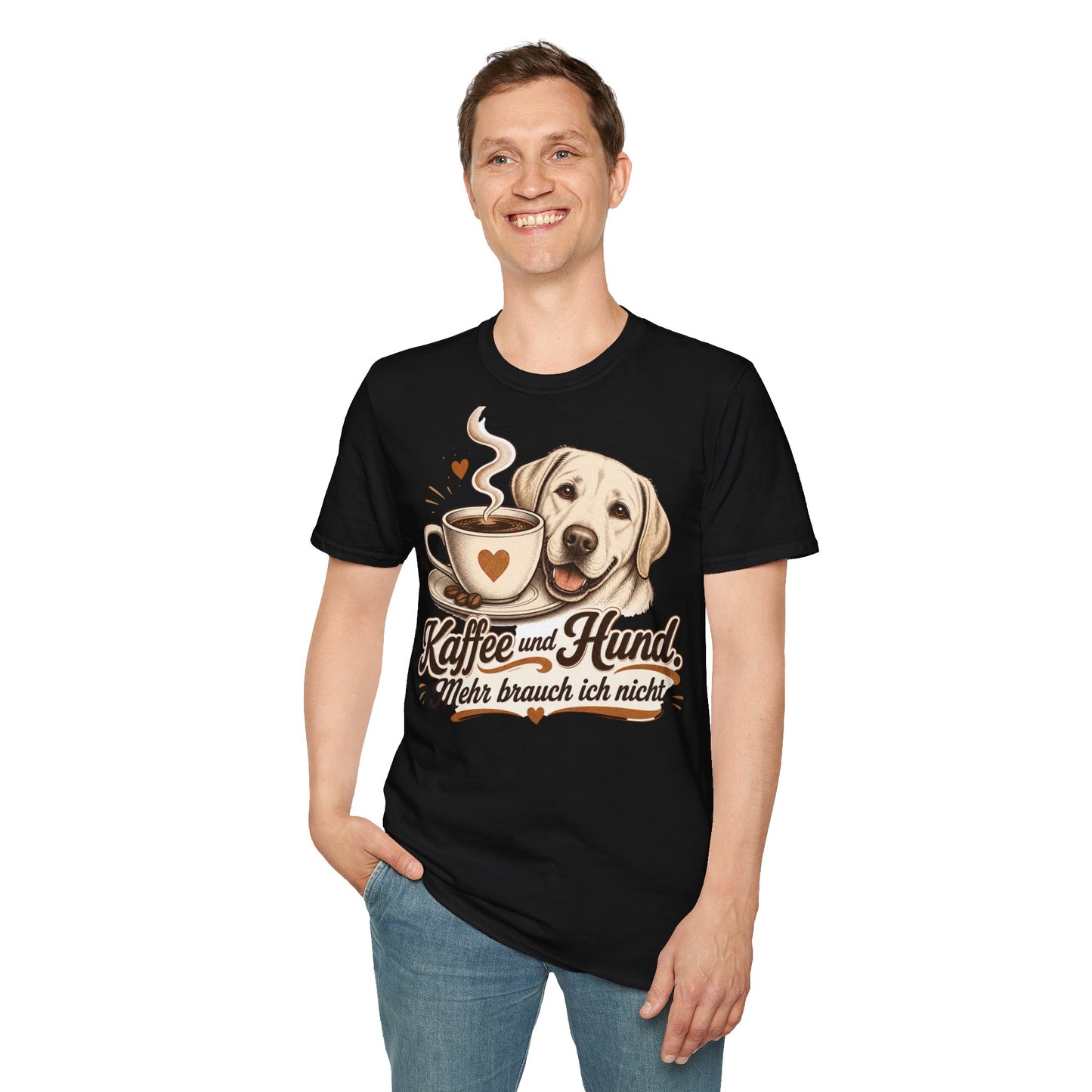 Kaffee und Hund T-Shirt — "Kaffee und Hund, mehr brauch ich nicht"