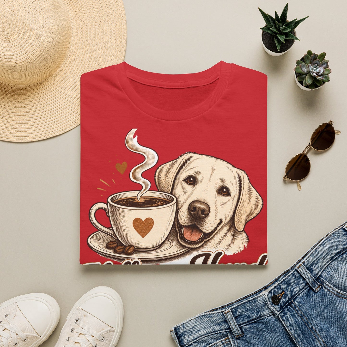 Coffee and Dog T-Shirt — "Kaffee und Hund, mehr brauch ich nicht"