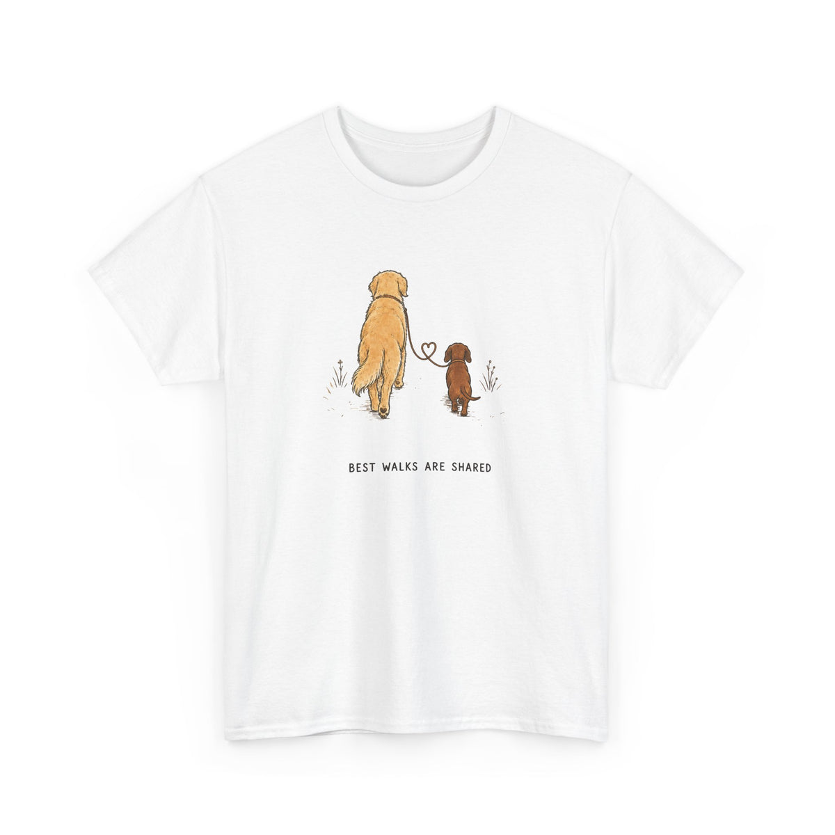 Dog Friends T-Shirt — "Best Walks Are Shared" Illustration Tee