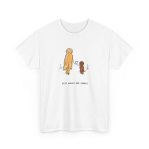 Dog Friends T-Shirt — "Best Walks Are Shared" Illustration Tee
