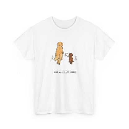 Dog Friends T-Shirt — "Best Walks Are Shared" Illustration Tee