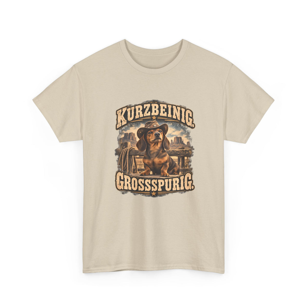 Kurzbeinig, großspurig – Western Dackel T-Shirt