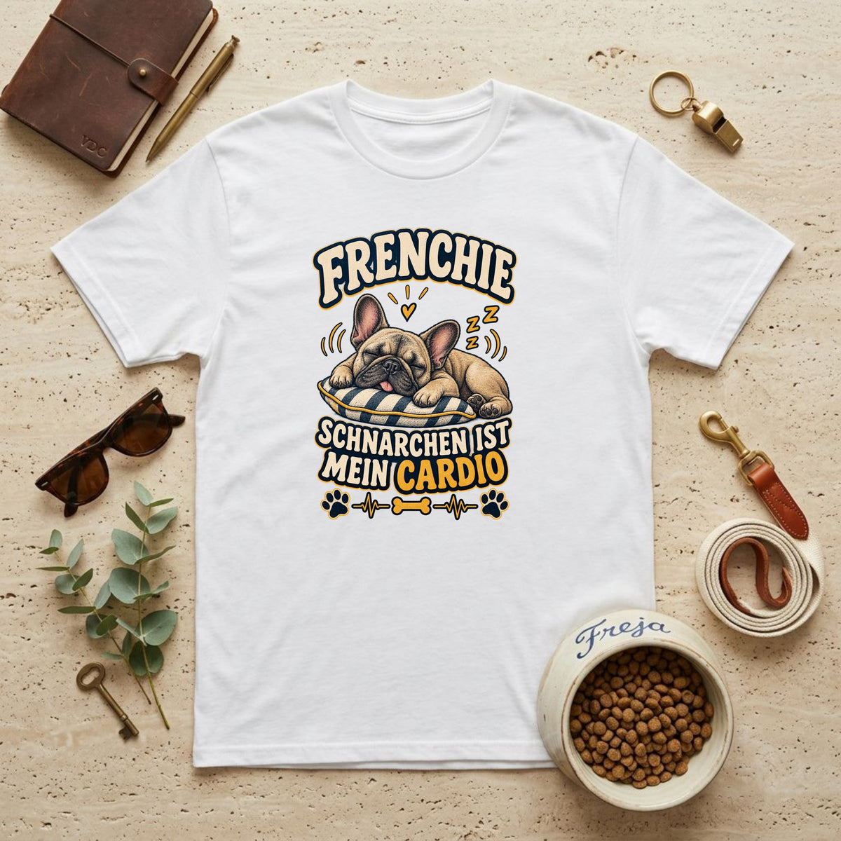 Frenchie – Schnarchen ist mein Cardio – Unisex T-Shirt