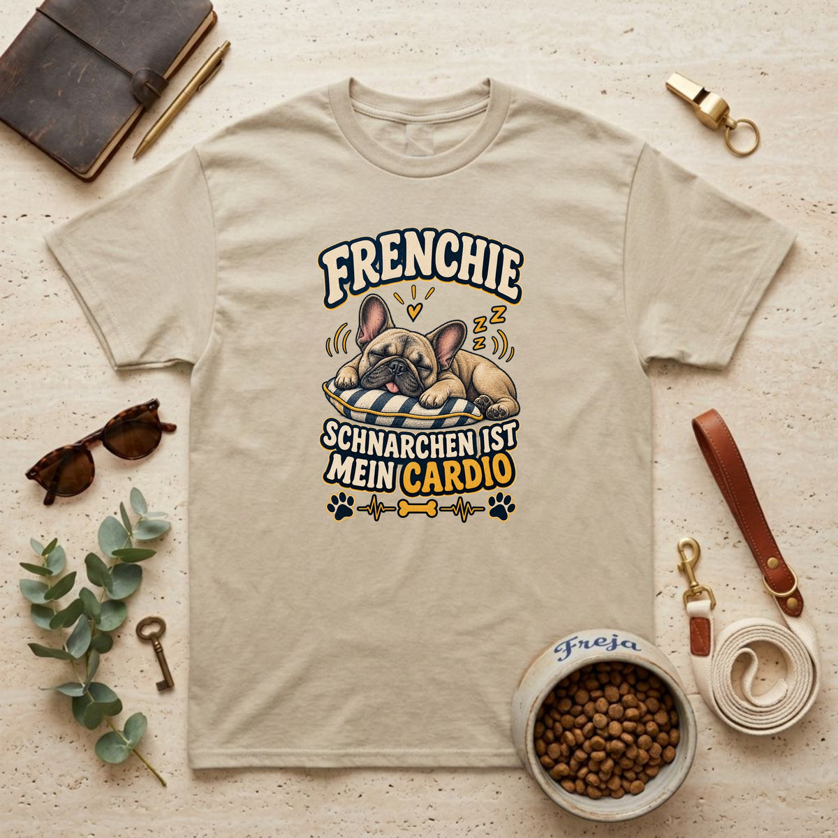 Frenchie – Schnarchen ist mein Cardio – Unisex T-Shirt
