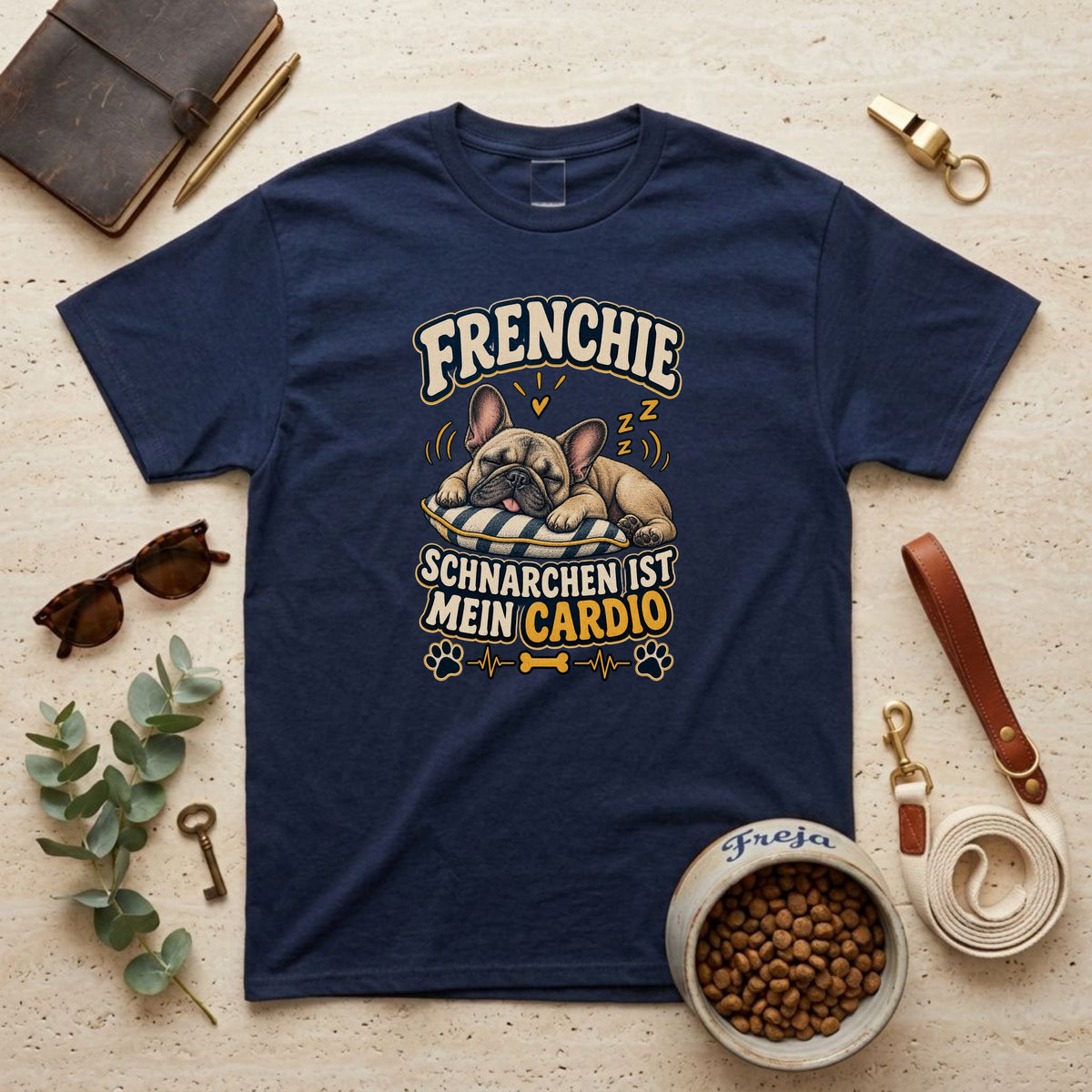 Frenchie – Schnarchen ist mein Cardio – Unisex T-Shirt