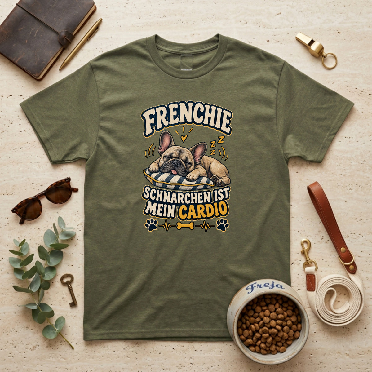 Frenchie – Schnarchen ist mein Cardio – Unisex T-Shirt