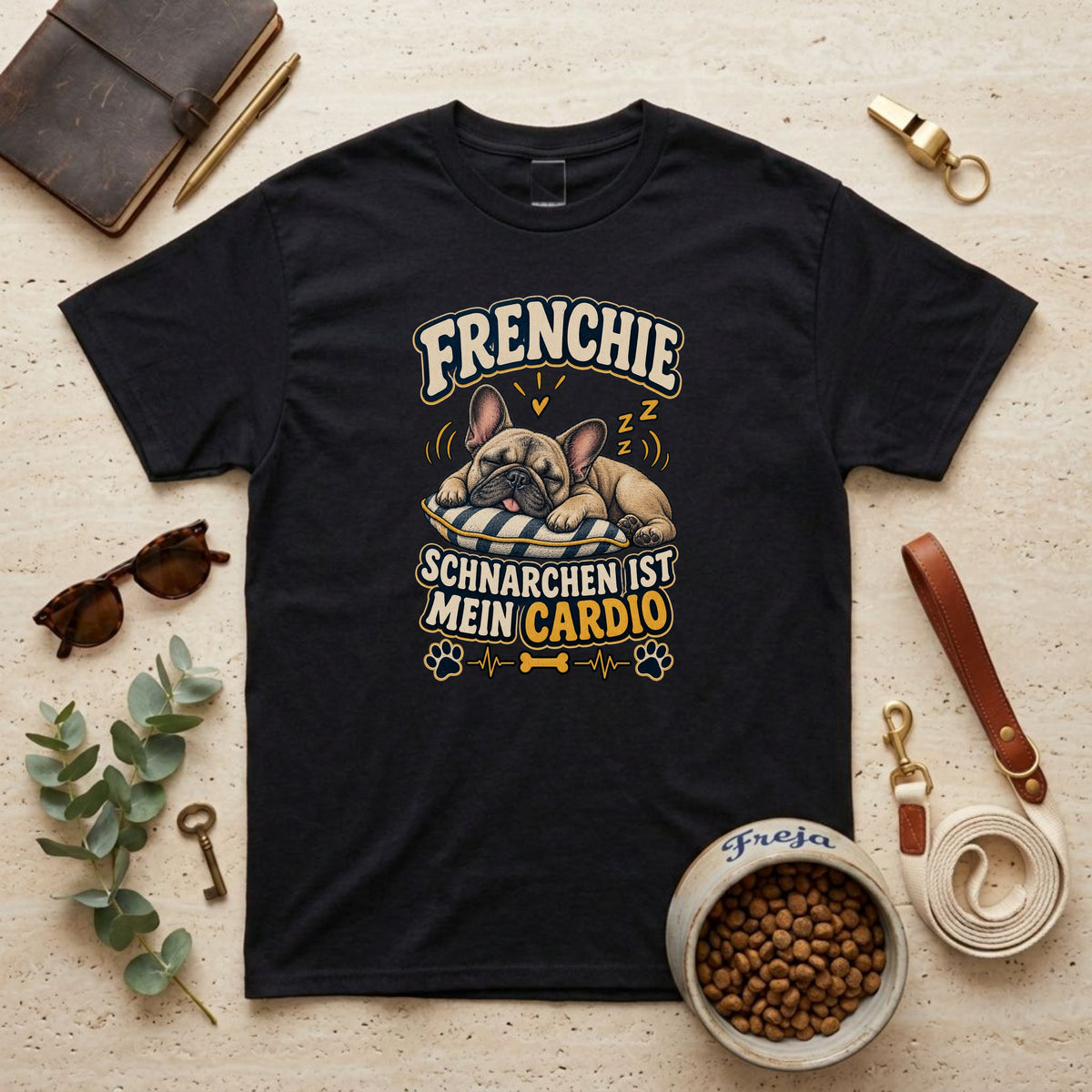 Frenchie – Schnarchen ist mein Cardio – Unisex T-Shirt