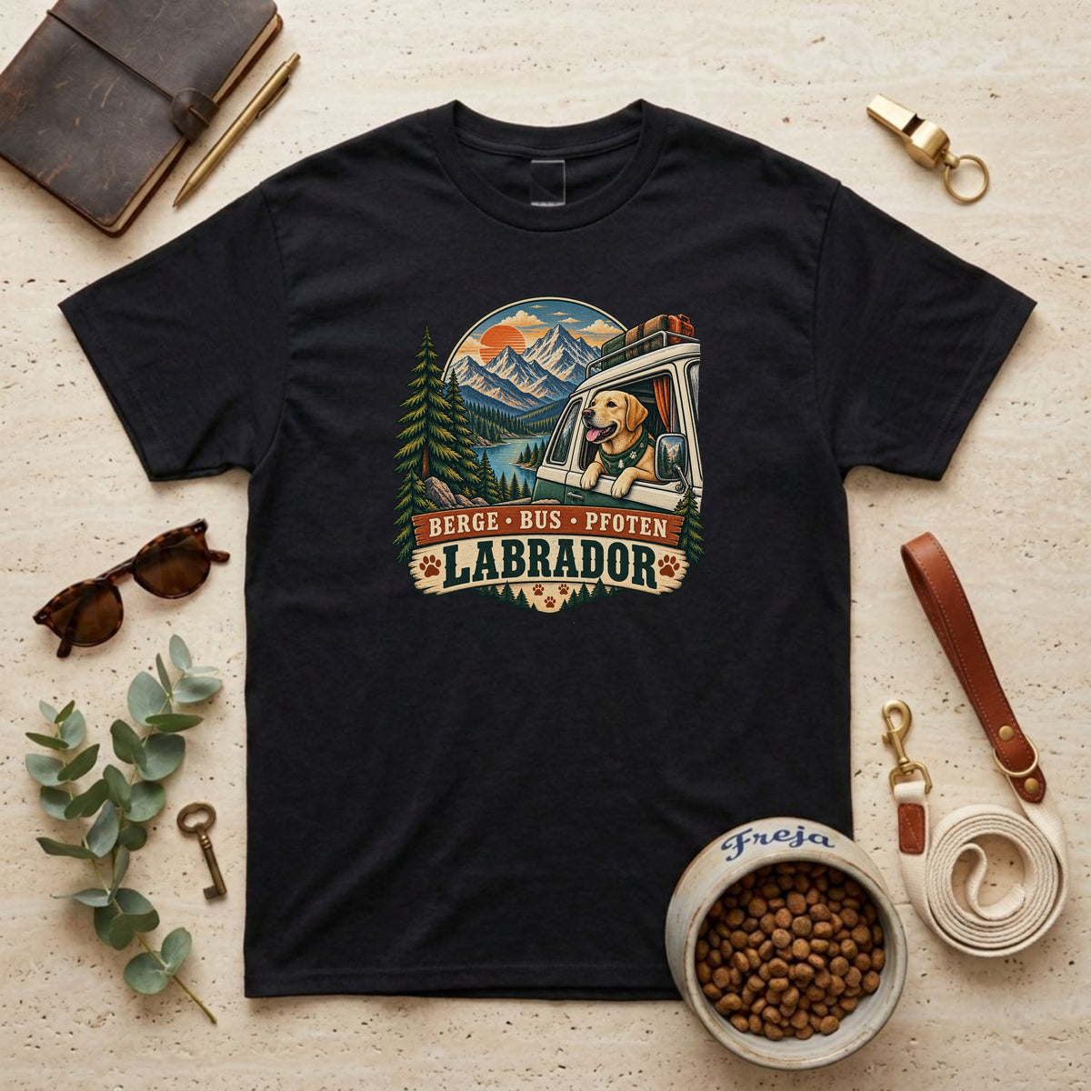 Berge Bus Pfoten – Labrador – Unisex T-Shirt