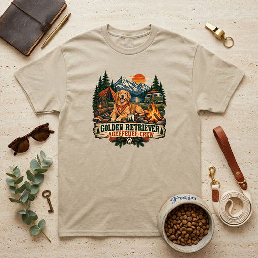 Golden Retriever Lagerfeuer-Crew – Unisex T-Shirt
