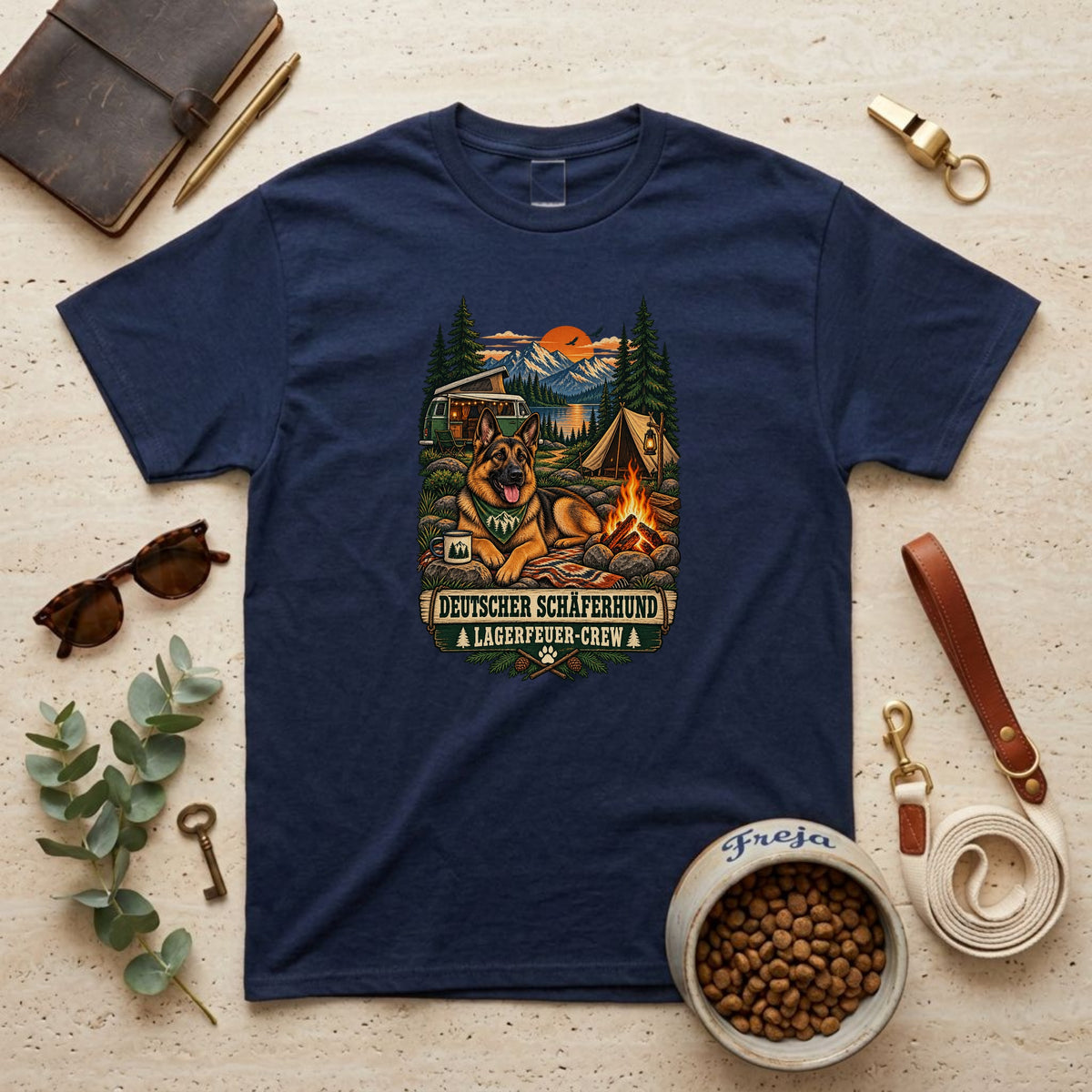 Deutscher Schäferhund Lagerfeuer-Crew – Unisex T-Shirt