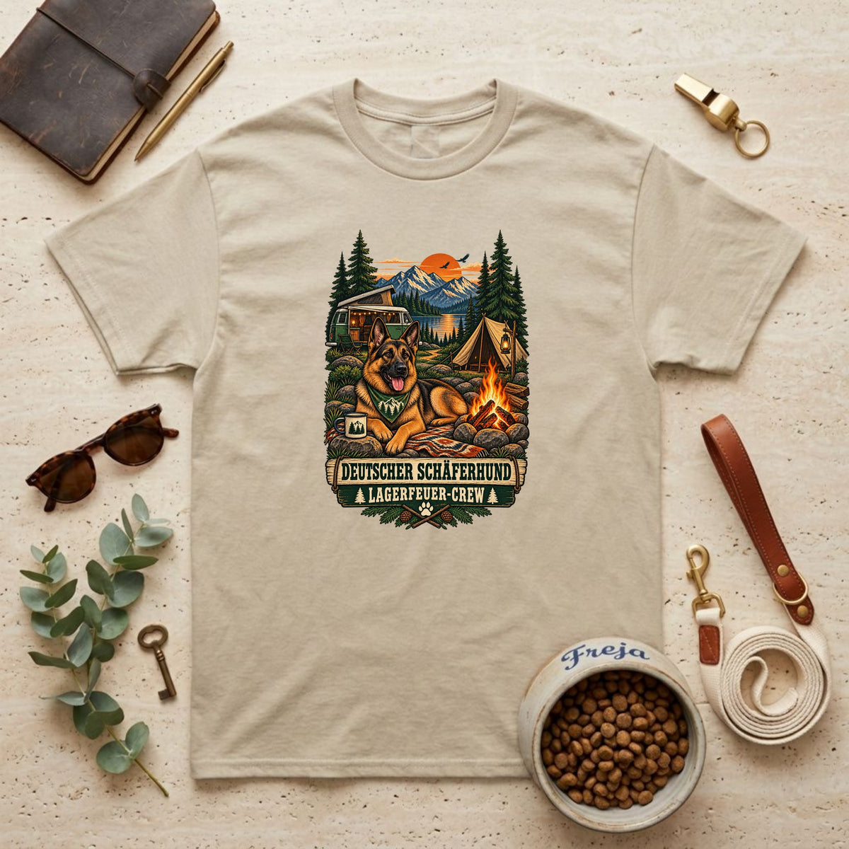 Deutscher Schäferhund Lagerfeuer-Crew – Unisex T-Shirt