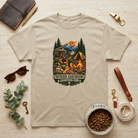 Deutscher Schäferhund Lagerfeuer-Crew – Unisex T-Shirt