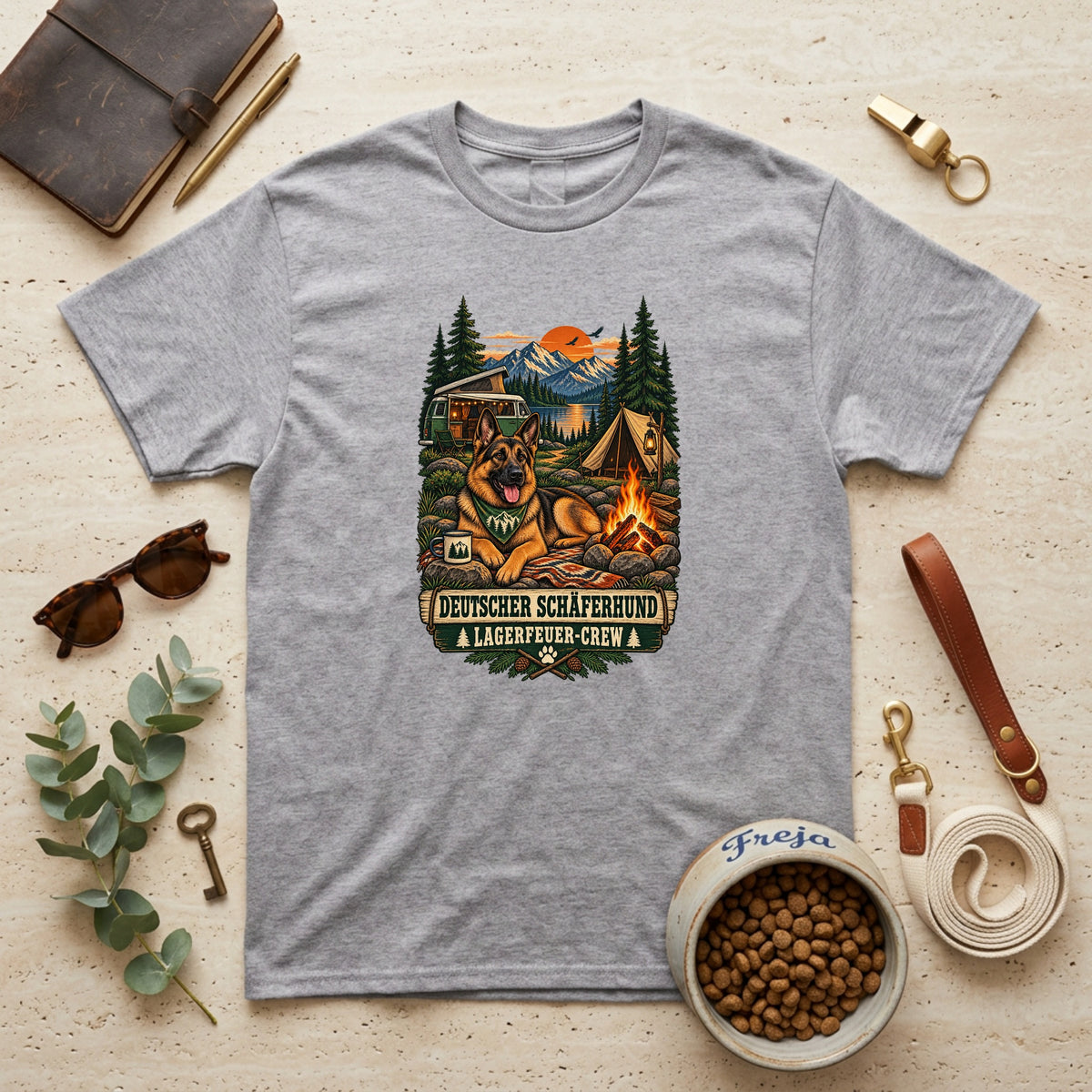Deutscher Schäferhund Lagerfeuer-Crew – Unisex T-Shirt