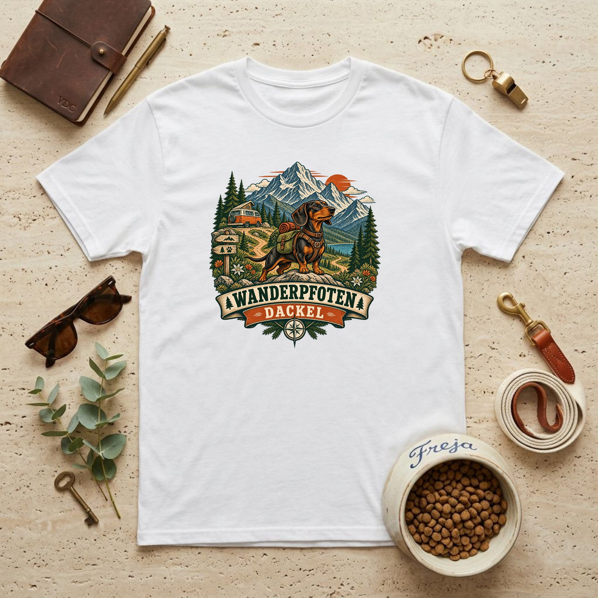 Wanderpfoten Dackel – Unisex T-Shirt