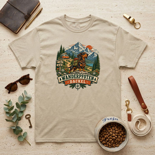 Wanderpfoten Dackel – Unisex T-Shirt
