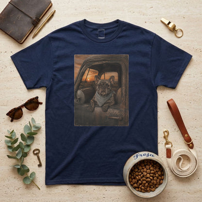 Frenchie auf Roadtrip – Unisex T-Shirt