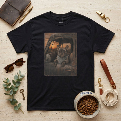 Frenchie auf Roadtrip – Unisex T-Shirt
