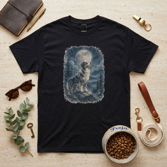 Hund im Mondschein – Unisex T-Shirt