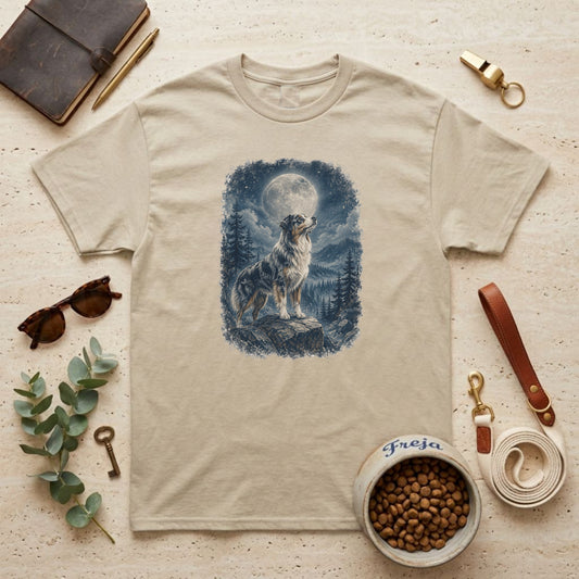 Hund im Mondschein – Unisex T-Shirt
