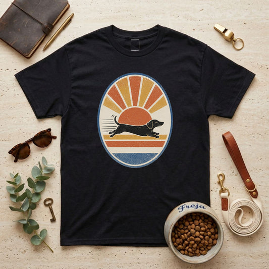 Labrador im Retro-Sonnenuntergang – Unisex T-Shirt