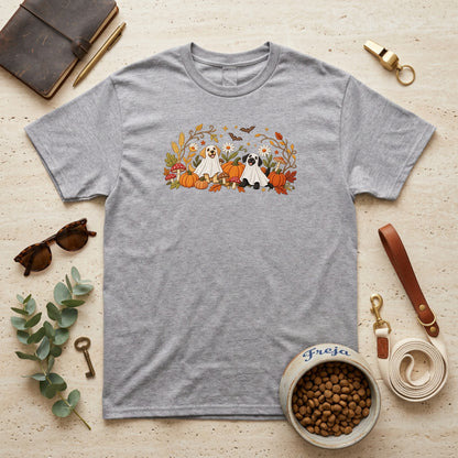 Geisterhunde im Kürbisgarten – Unisex T-Shirt