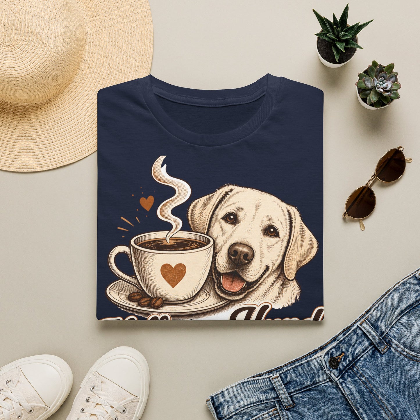Coffee and Dog T-Shirt — "Kaffee und Hund, mehr brauch ich nicht"