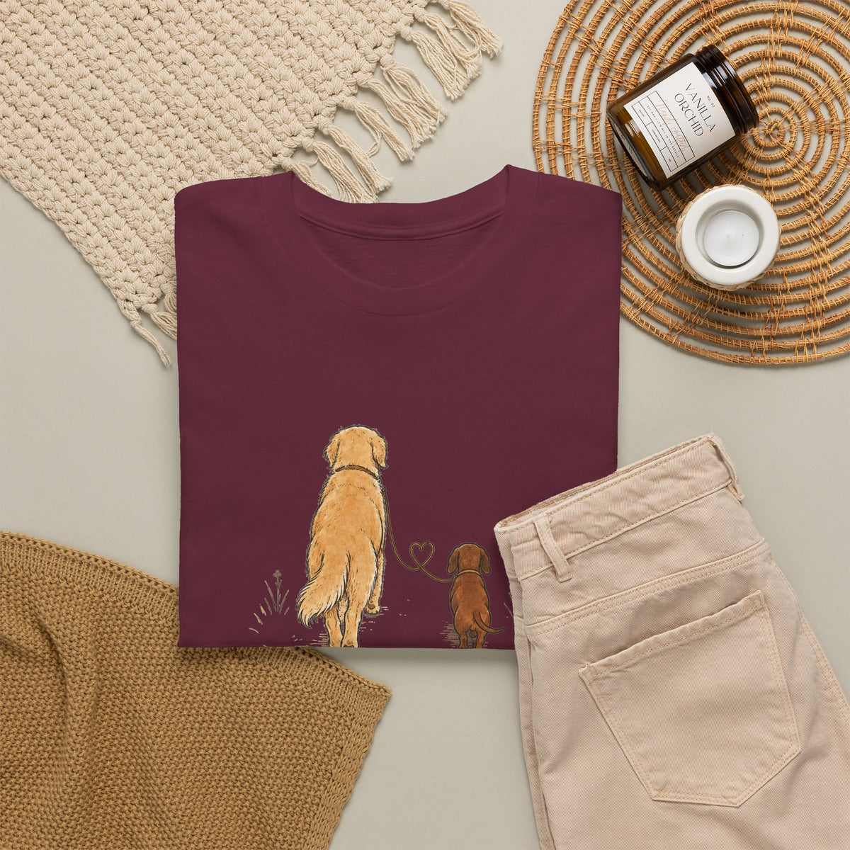 Dog Friends T-Shirt — "Best Walks Are Shared" Illustration Tee