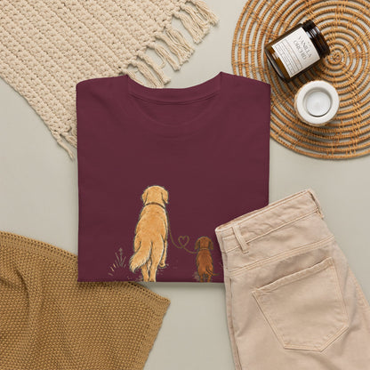 Dog Friends T-Shirt — "Best Walks Are Shared" Illustration Tee