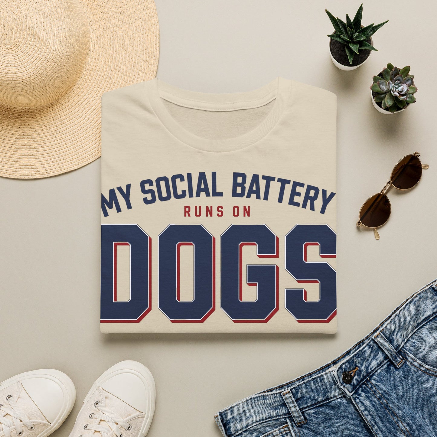 My Social Battery Runs On Dogs T-Shirt — Funny Dog Lover Tee