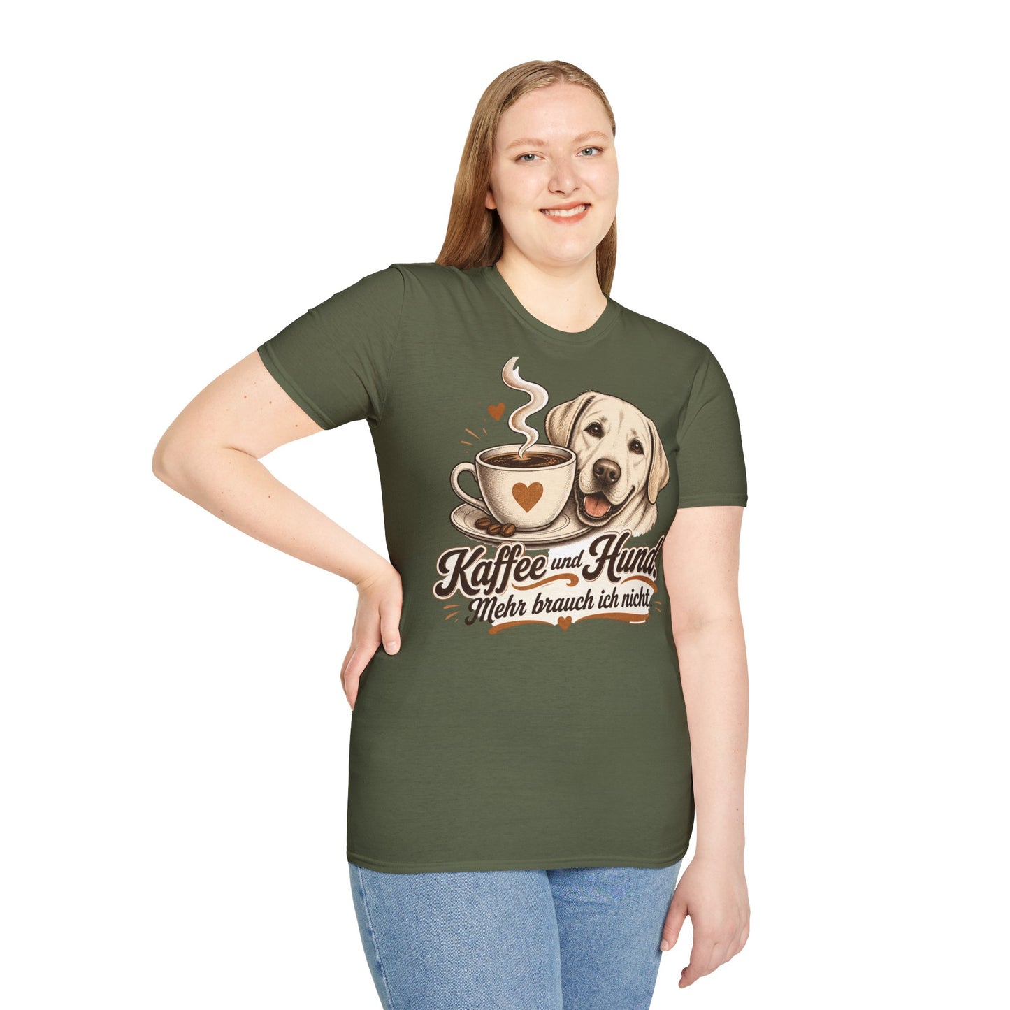 Kaffee und Hund T-Shirt — "Kaffee und Hund, mehr brauch ich nicht"