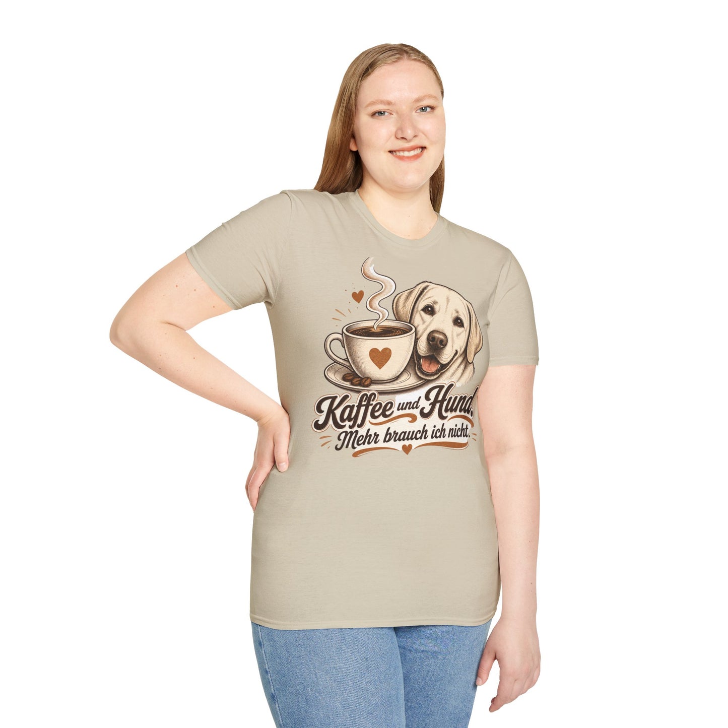 Kaffee und Hund T-Shirt — "Kaffee und Hund, mehr brauch ich nicht"