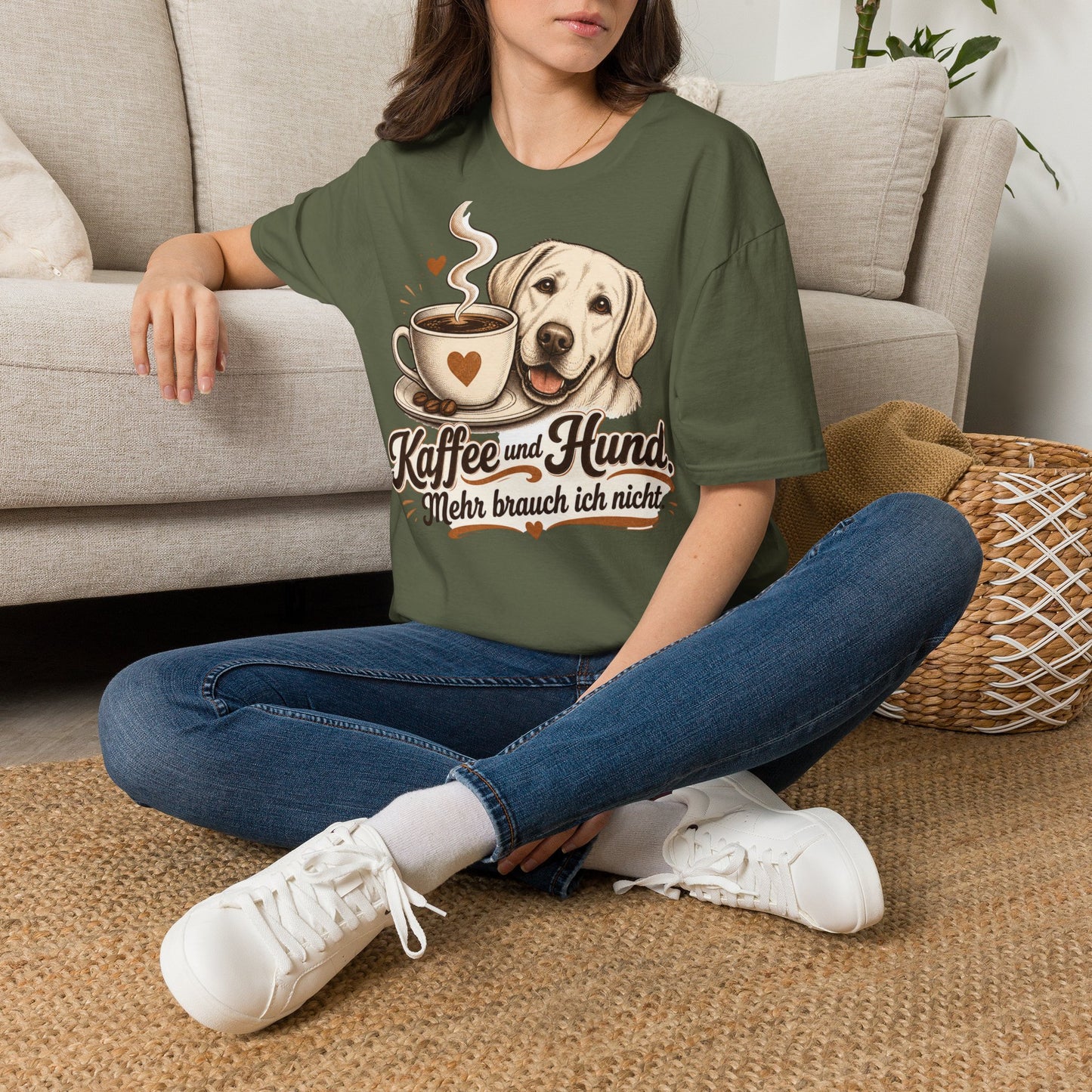 Coffee and Dog T-Shirt — "Kaffee und Hund, mehr brauch ich nicht"