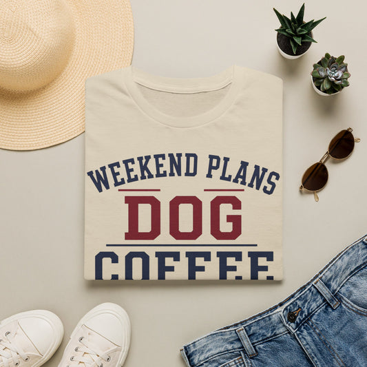 Dog Coffee Repeat T-Shirt — Weekend Plans Graphic Tee for Dog Lovers