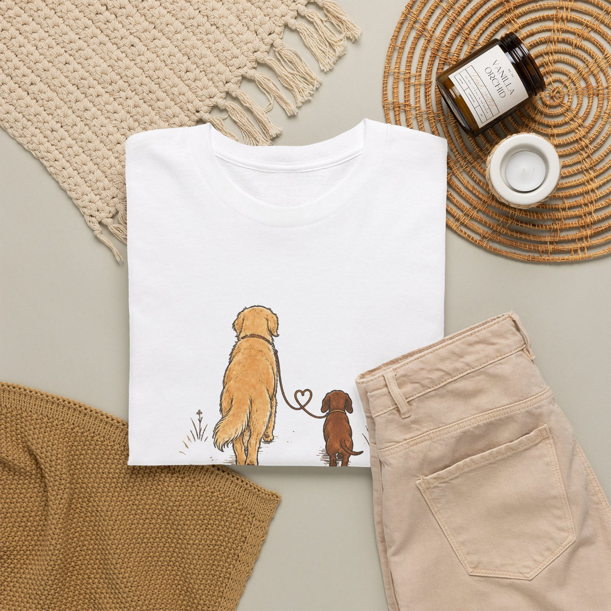 Dog Friends T-Shirt — "Best Walks Are Shared" Illustration Tee
