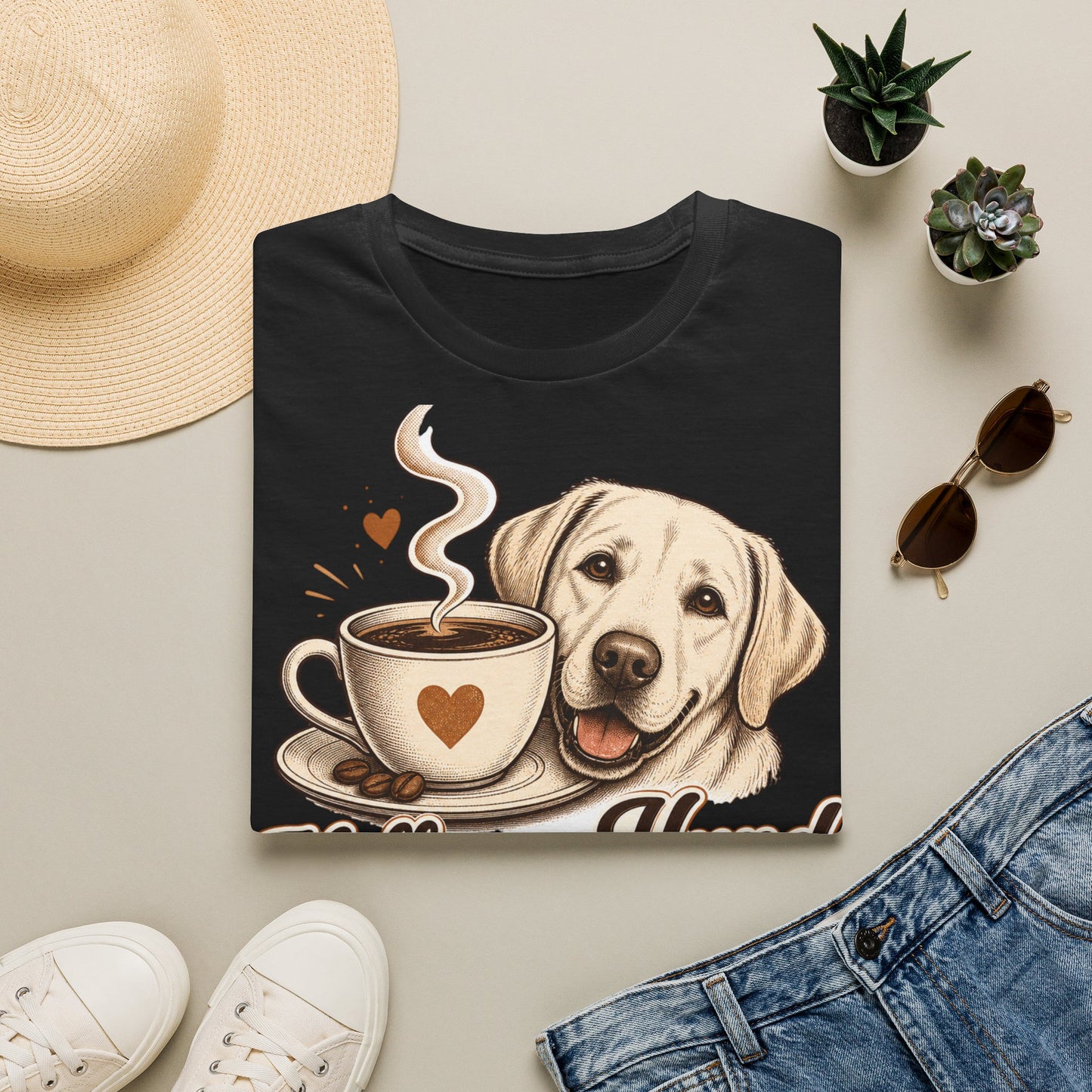 Coffee and Dog T-Shirt — "Kaffee und Hund, mehr brauch ich nicht"