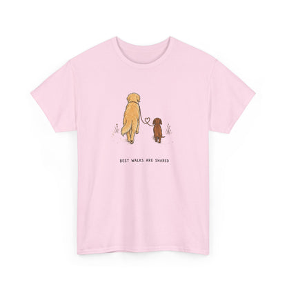 Dog Friends T-Shirt — "Best Walks Are Shared" Illustration Tee
