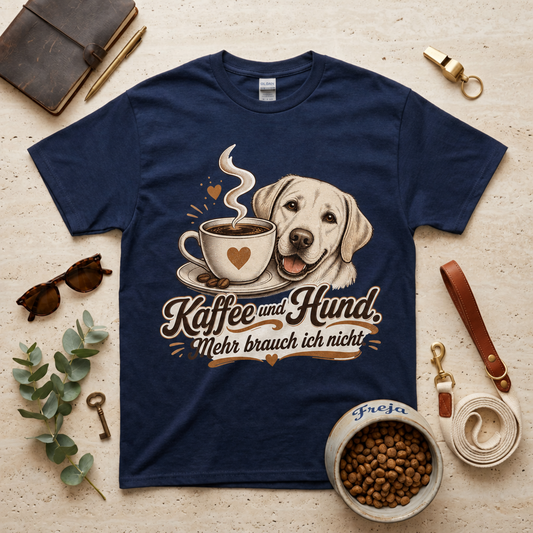 Coffee and Dog T-Shirt - Navy